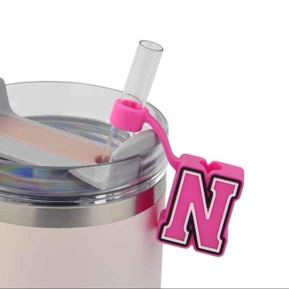 NWT Target Bullseye Playground Monogram "N" Straw Topper in Pink - Picture 4 of 4